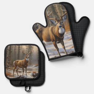 Ensemble De Gant De Cuisine Et De Manique Whitetail Buck