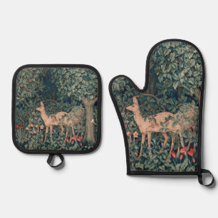Ensemble De Gant De Cuisine Et De Manique William Morris Faune sauvage Fox