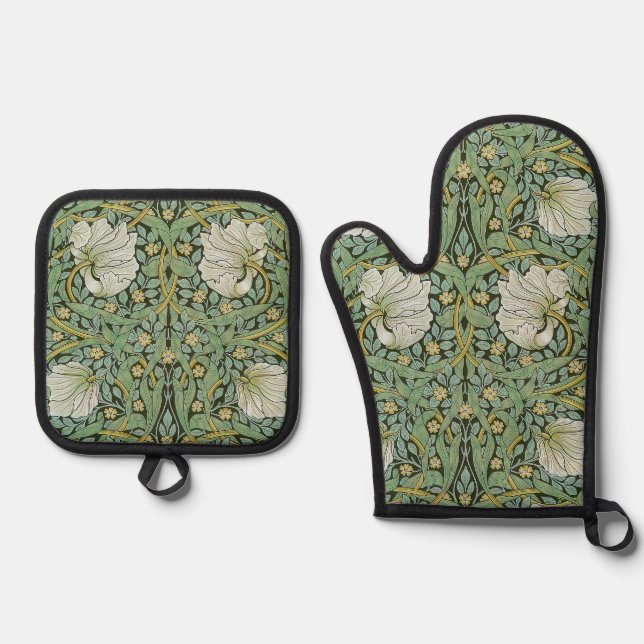 Ensemble De Gant De Cuisine Et De Manique William Morris - Pimpernel (Recto)