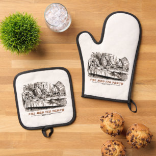 Ensemble De Gant De Cuisine Et De Manique Wonderland Mad Tea Party Alice Rabbit Mad Hatter