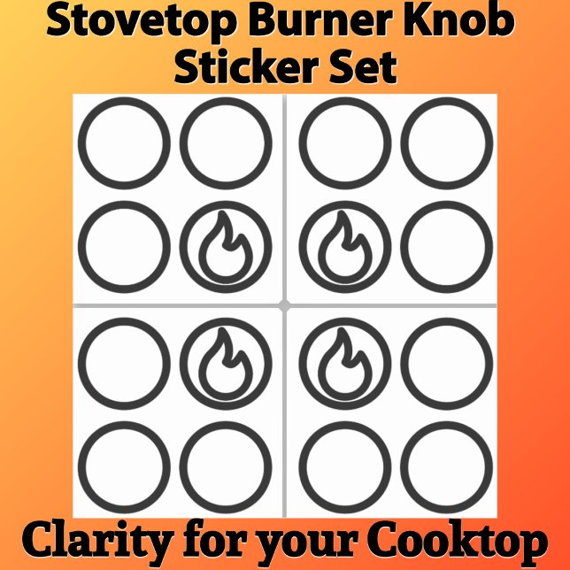 Ensemble de guides de Étiquette de graveur de noeu (Position guide sticker set.
Visual aid for stovetop knobs on appliance control panels.)