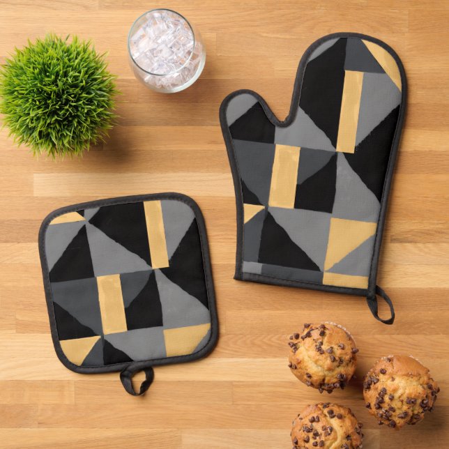Ensemble de Manique et Gant Géométrique Ofenhandschuh & Topflappen-Set (Oben Unten)