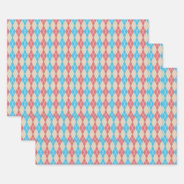 Ensemble de papier cadeau Argyle à la plage (Lot)