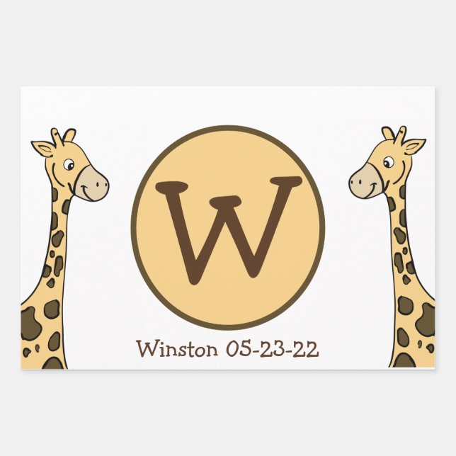 Ensemble de papier cadeau Baby shower Giraffe (Devant)