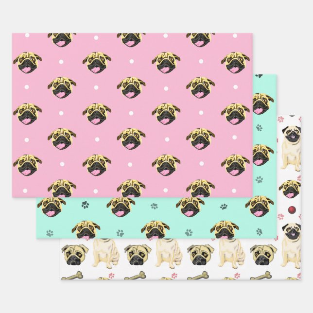 Ensemble de papier cadeau Chien Carlin (Lot)