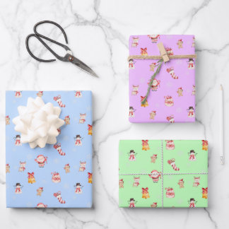 Ensemble de papier cadeau de Noël mignon