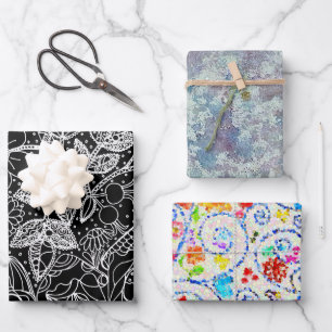Ensemble de papier cadeau Jardin Magique & Art Abs