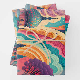 Ensemble de papier cadeau personnalisé à dôme past