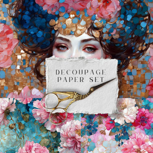 Ensemble de papier de découpage floral mosaïque bo