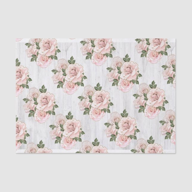 Ensemble de papier de soie Qté 2 Roses Rustiques R (Recto)