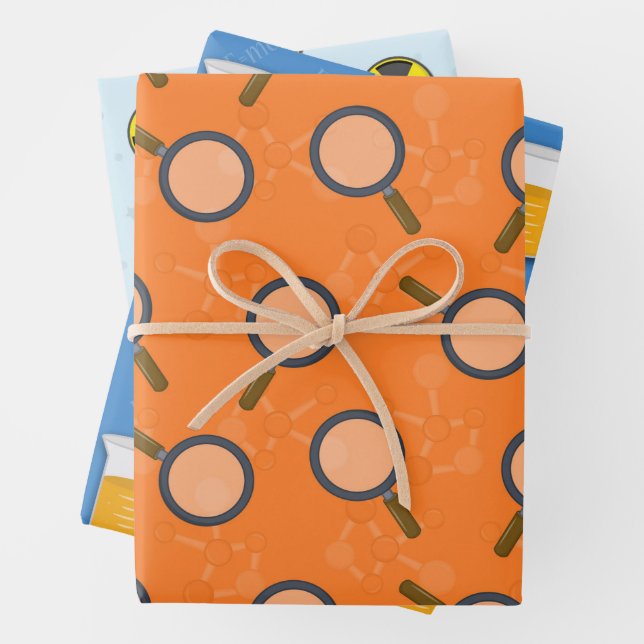 Ensemble de papier d'emballage à thème scientifiqu (En situation)