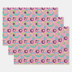 Ensemble de papier d'emballage Cercles roses funky