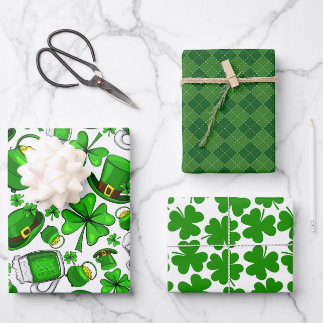 Ensemble de papier d'emballage de la Saint-Patrick (Recto)