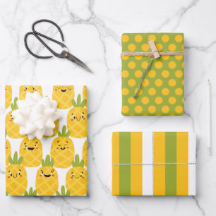 Ensemble de papier d'emballage de l'ananas drôle