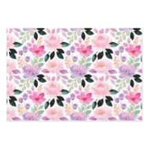Ensemble de papier d'emballage floral aquarelle fa