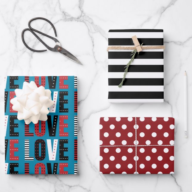 Ensemble de papier d'emballage Just Love (Recto)