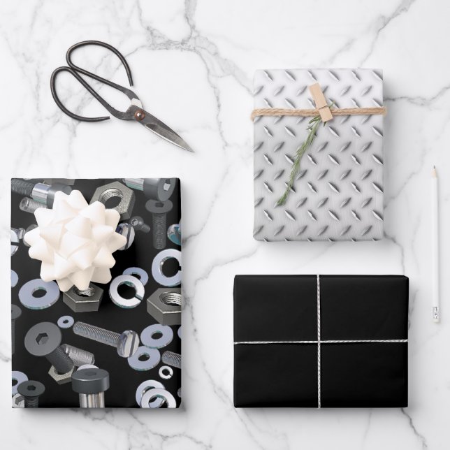 Ensemble de papier d'emballage - Nuts et boulons (Recto)