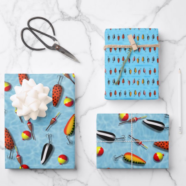 Ensemble de papier d'emballage - Plaques de pêche  (Recto)