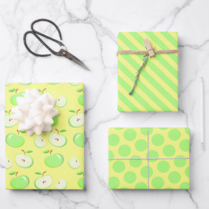 Ensemble de papier d'emballage pomme verte