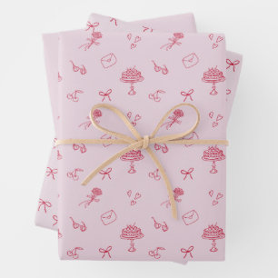 Ensemble de papier d'emballage rose cerise de la S