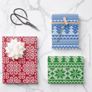Ensemble de papier d'emballage tricot de Noël