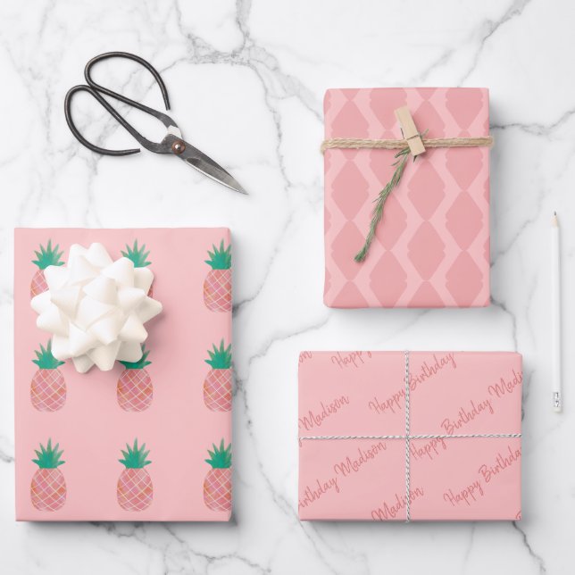 Ensemble de papier d'enrobage d'ananas personnalis (Recto)