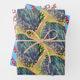 Ensemble de papier d'enveloppement d'amour materne