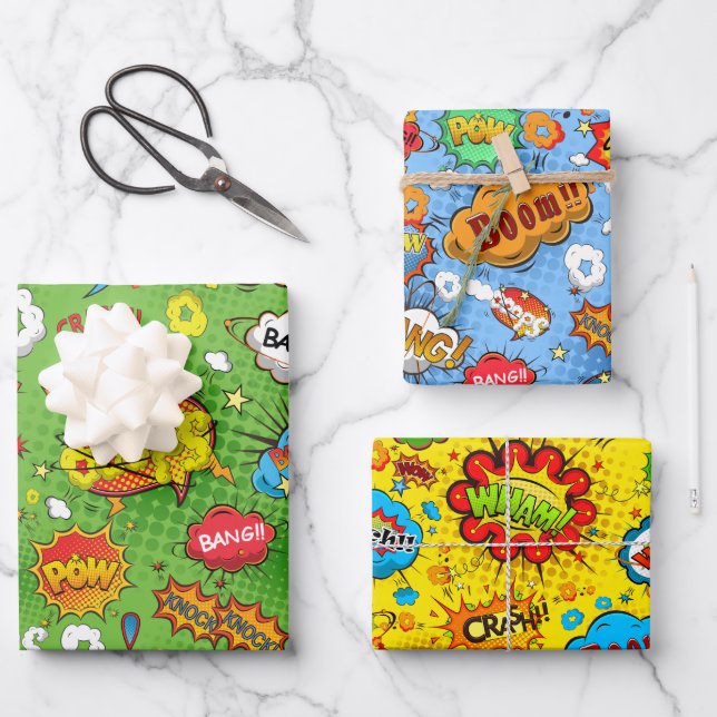 Ensemble de papier d'enveloppement de bandes dessi (Recto)