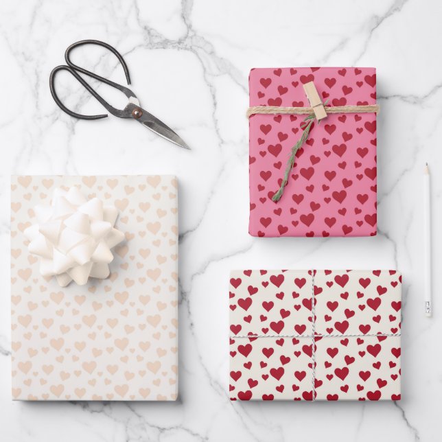 Ensemble de papier d'enveloppement de coeur (Recto)