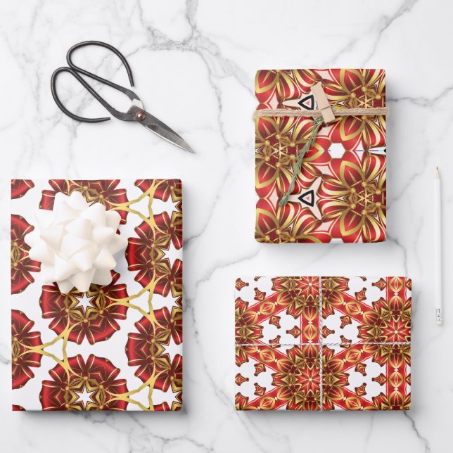 Ensemble de papier d'enveloppement de Noël féeriqu (Recto)