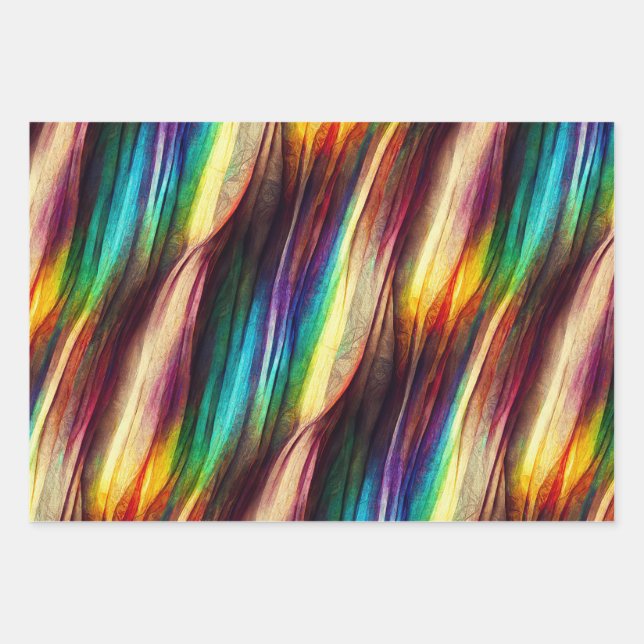 Ensemble de papier pour enveloppement arc-en-ciel (Devant)