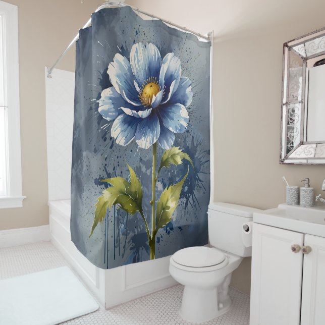 Ensemble de rideau de douche floral pastel (En situation)