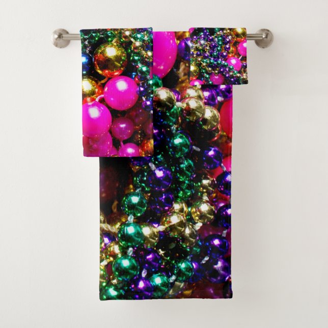 ENSEMBLE de SERVIETTE de BAIN de perles de mardi (En situation)