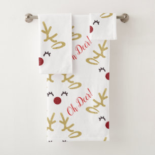 Ensemble de serviette de cerfs communs de Noël,