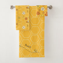Ensemble de serviettes Abeille et Nid d'abeille fl