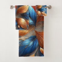 Ensemble de serviettes abstraites Turquoise Bleu e