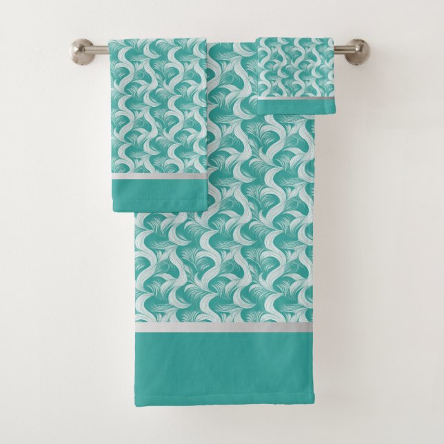 Ensemble de serviettes Aqua Abstrait et élégant (En situation)