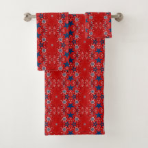 Ensemble de serviettes Bandana rouge, blanc et ble