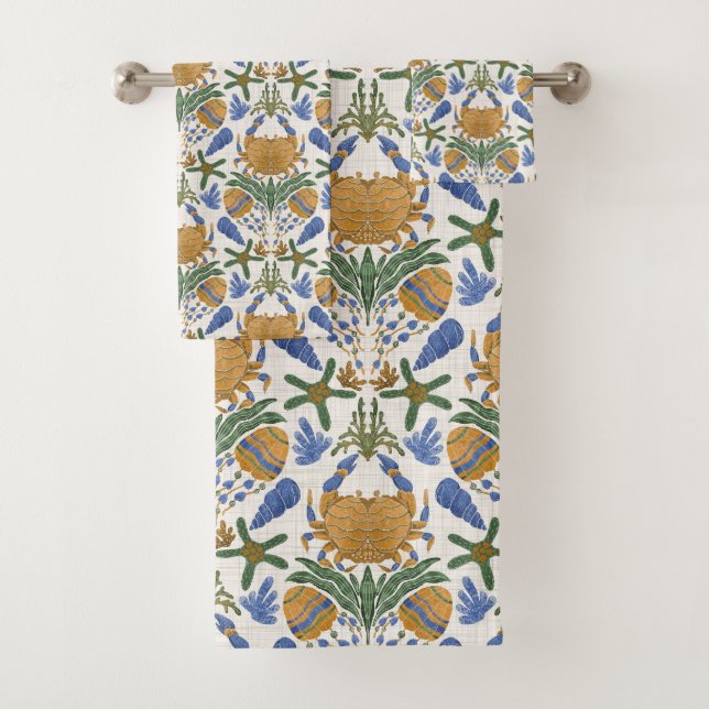 Ensemble de serviettes Coastal Crab & Shell (En situation)
