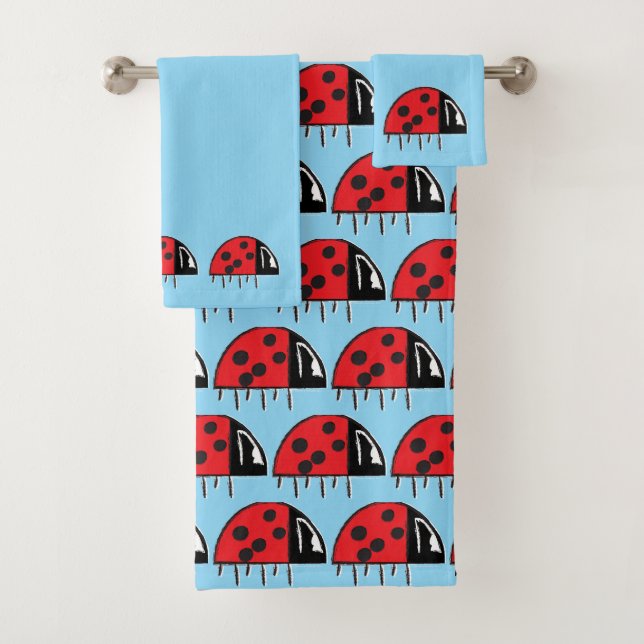 Ensemble de serviettes coccinelle (En situation)