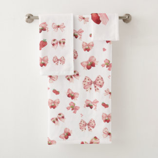 Ensemble de serviettes Coquette Strawberry & Bow (