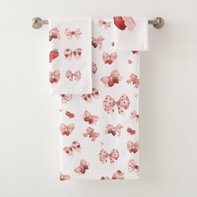 Ensemble de serviettes Coquette Strawberry & Bow ( (En situation)
