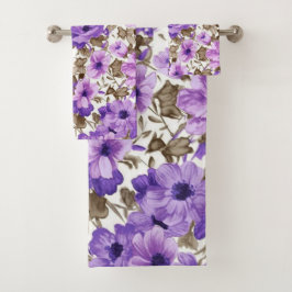 Ensemble De Serviettes De Bain À Fleurs Violettes