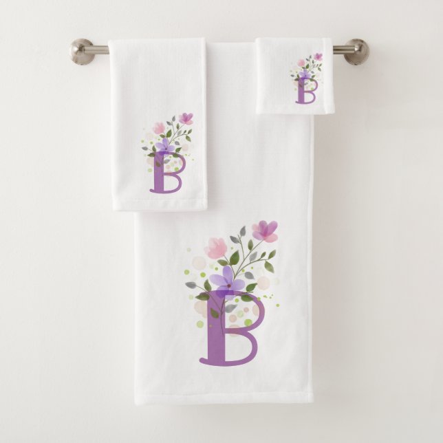 Ensemble de serviettes de bain à lettre initiale B (En situation)