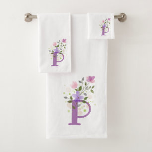 Ensemble de serviettes de bain à lettre initiale P