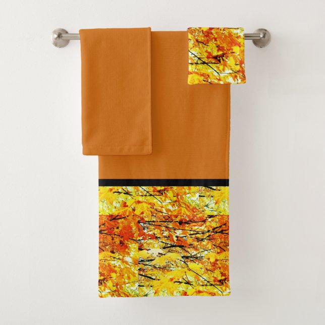 Ensemble de serviettes de bain à motif de feuilles (En situation)