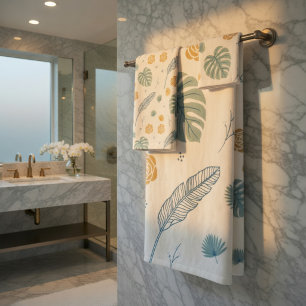 Ensemble de serviettes de bain à motif feuilles tr