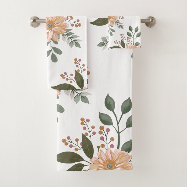 Ensemble de serviettes de bain à motifs floraux (En situation)