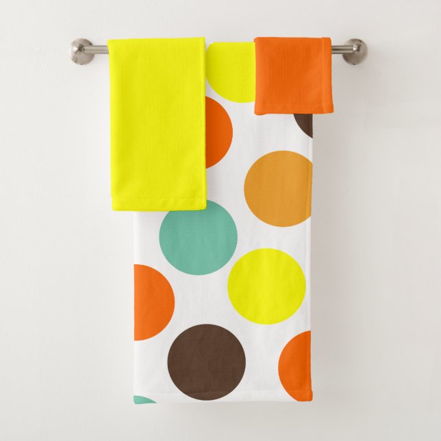 Ensemble de serviettes de bain à points orange, ja (En situation)