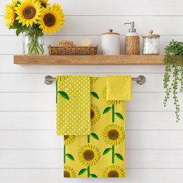 Ensemble de serviettes de bain à pois jaunes et to